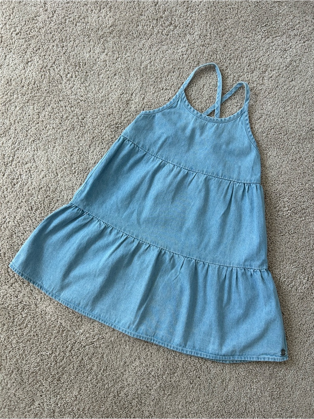 Cotton Roxy Light Blue Denim Tiered Sundress Sz 4T